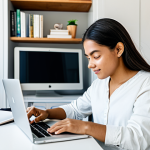 Personalized Learning Journey**

"A young woman in a comfortable, brightly lit home office, wearing a casual but professional outfit, fully clothed, studying photography on a laptop. Books and camera equipment are neatly arranged on the desk. Safe for work, appropriate content, showcasing a personalized learning environment, professional photography, well-formed hands, perfect anatomy, modest clothing."

**